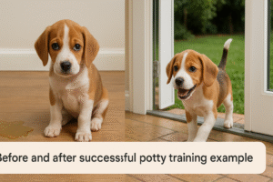 Before and after successful potty training example.