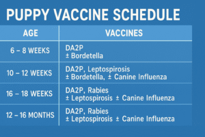 Veterinarian giving puppy vaccination
