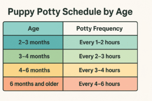 Puppy potty schedule by age chart
