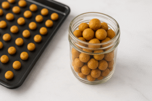 Small pumpkin and peanut butter training treats for dogs
