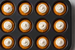 Mini pumpkin pies for dogs made with pumpkin and yogurt.