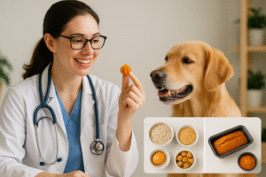 Vet explaining safe pumpkin treats for dogs