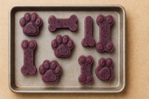 Homemade frozen blueberry dog treats