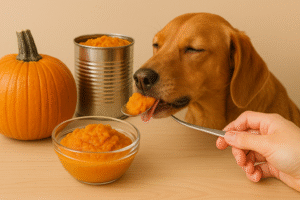 Pure canned pumpkin and fresh pumpkin, dog-safe ingredients
