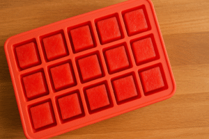 simple frozen watermelon dog treats in ice cube tray