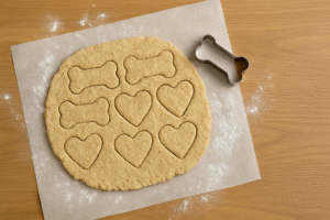 shaping homemade dog treats with oat flour and banana