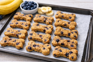 blueberry banana baked dog biscuits