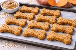 peanut butter sweet potato baked dog biscuits