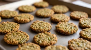 Crispy baked green bean dog treats cooling before storage