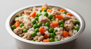 ground chicken dog food with vegetables