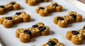 Blueberry pumpkin oatmeal dog treats baked until lightly golden