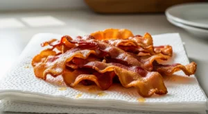 Crispy bacon strips draining grease for dog treat recipe
