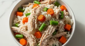 homemade chicken dog food with rice and vegetables