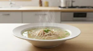 Chicken bone broth soup for dog upset stomach recovery