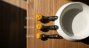 Measured turmeric golden paste portions for small and large dogs