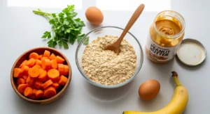 Ingredients for peanut butter carrot dog treats