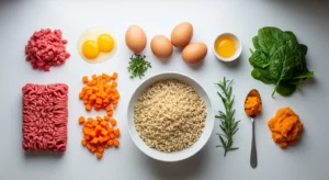 ingredients for homemade beef and rice dog food