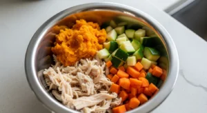 Chicken and vegetable homemade dog food for small breed dogs