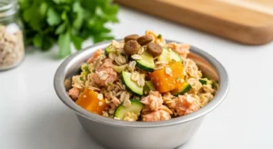 Salmon and oats homemade dog food recipe for small dogs