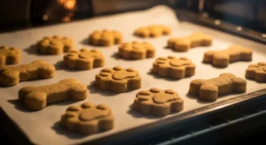 baking peanut butter chicken broth dog treats in oven