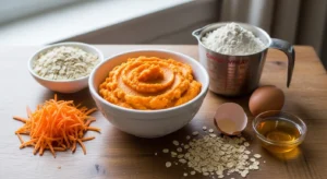 Ingredients for sweet potato carrot dog treats recipe