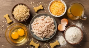 ingredients for homemade chicken and rice dog treats
