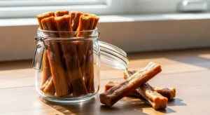 Storing homemade beef and sweet potato dog chews for dogs