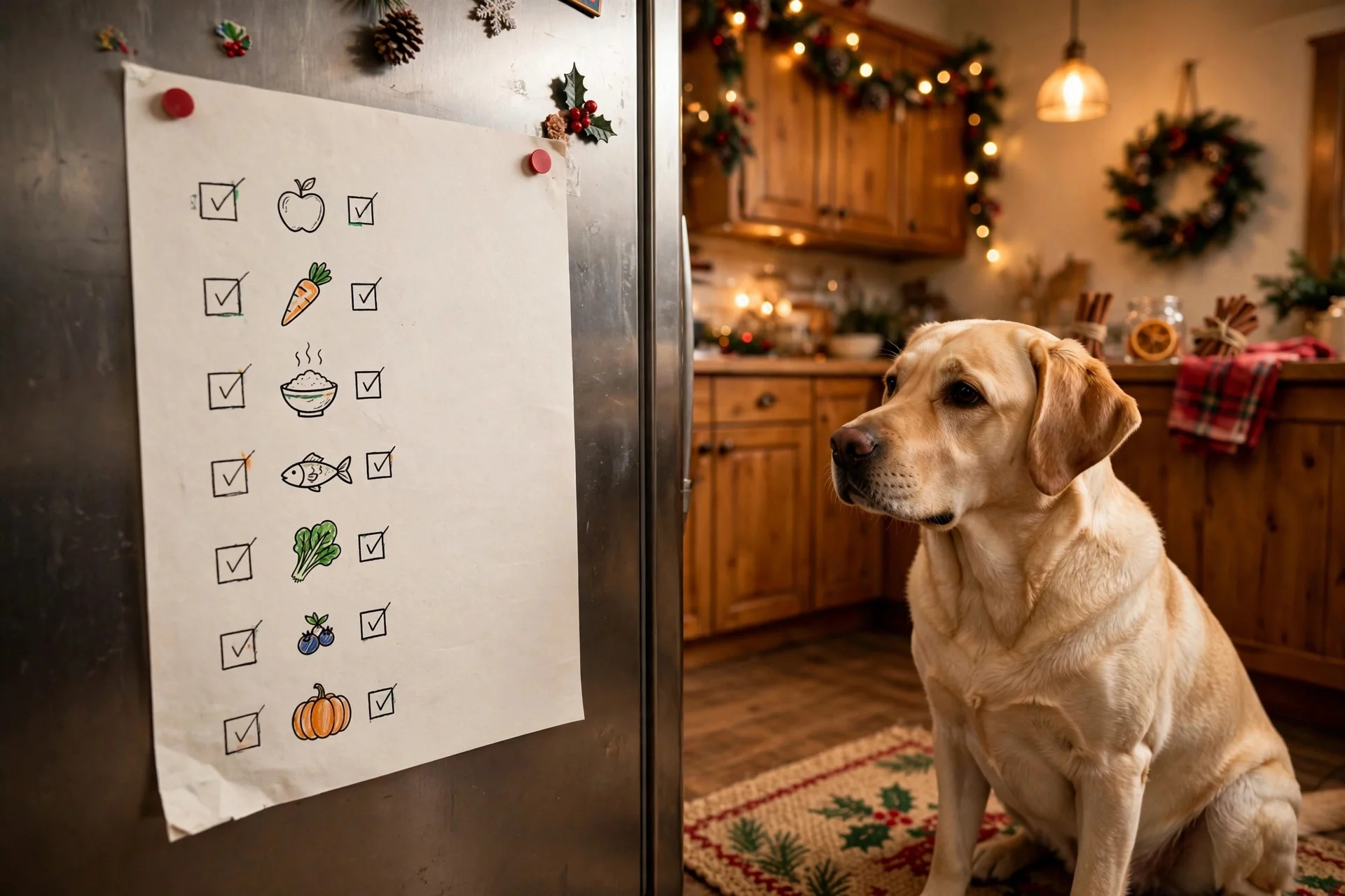 Thanksgiving foods safety list on a fridge