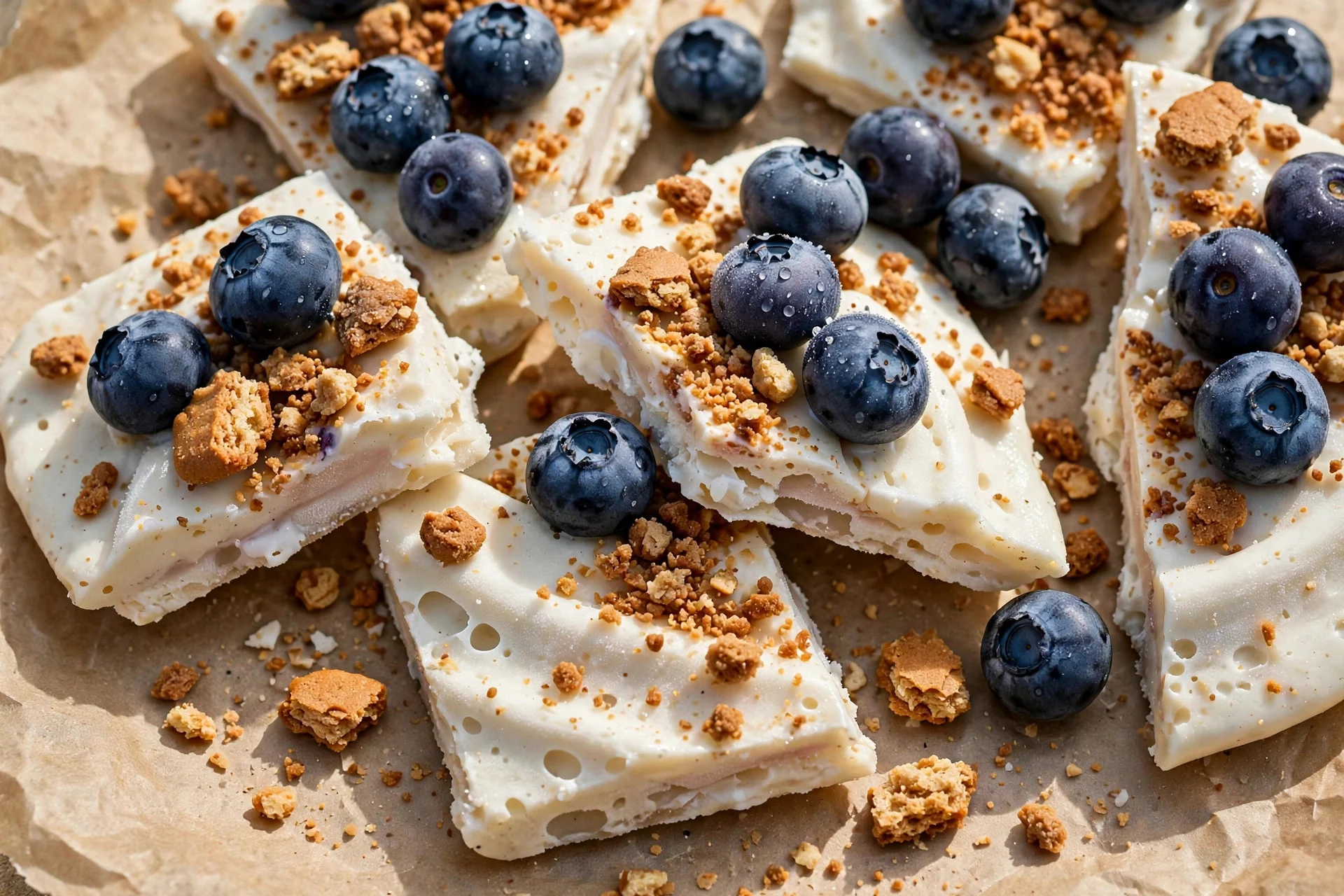 Frozen yogurt Christmas bark with blueberries for dogs