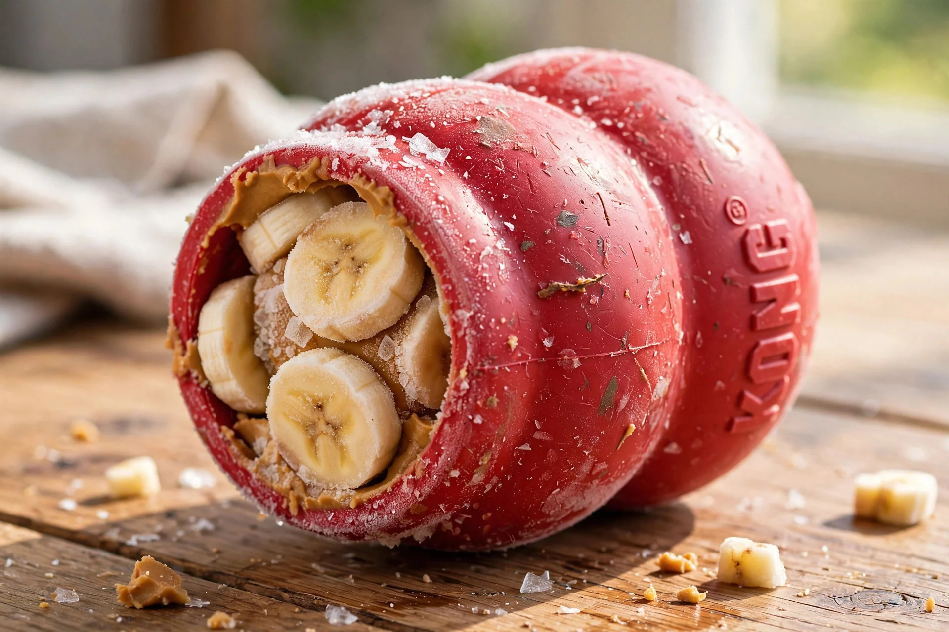 Frozen stuffed Kong dog toy ready for a hot summer day