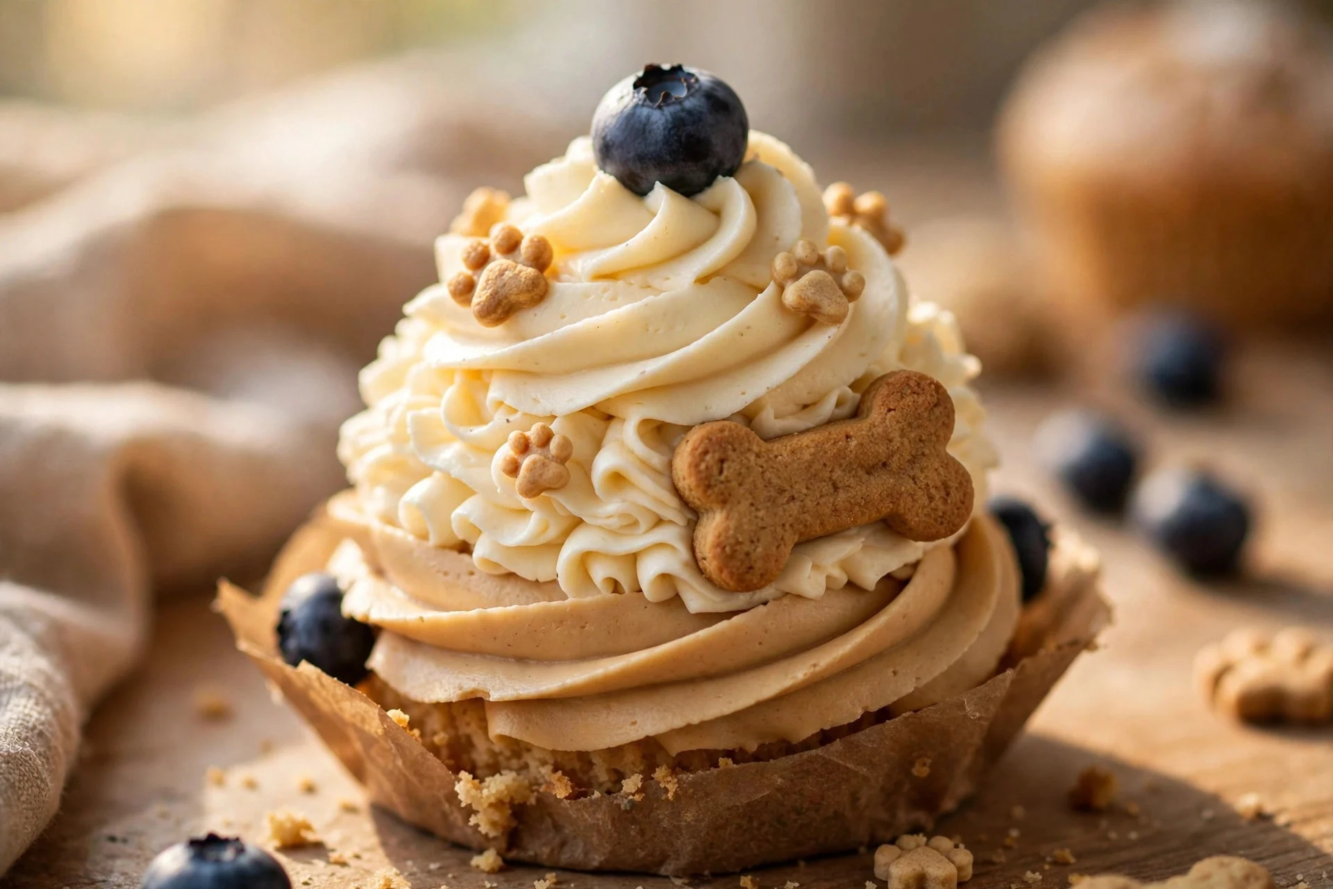 Dog bakery-style ultimate birthday pupcake with layered frosting