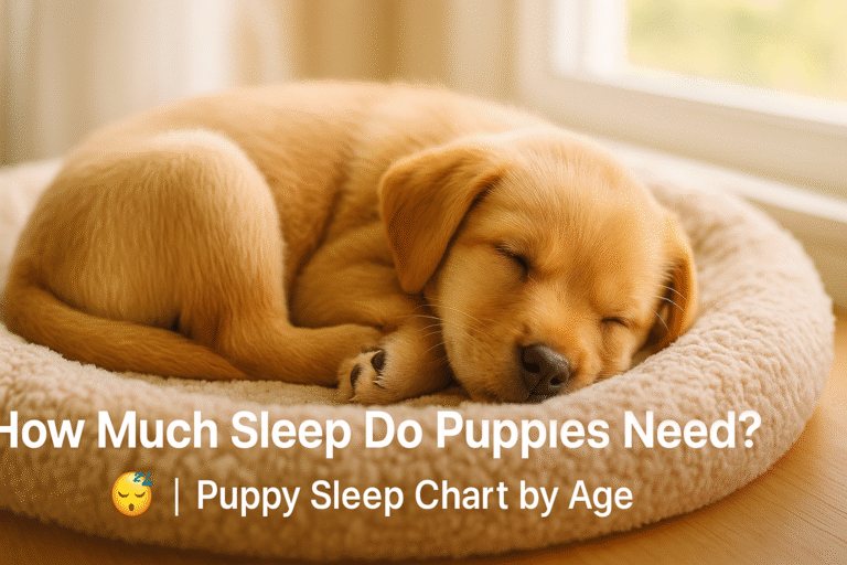 Sleeping puppy curled up in a cozy bed – showing how much sleep puppies need each day