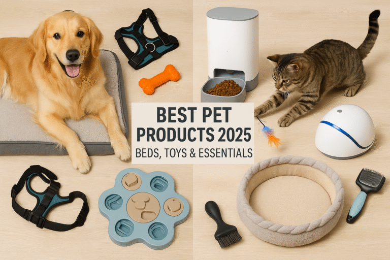 Best pet products in 2025 including dog bed, cat toys, and smart feeders