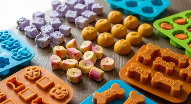 Assorted homemade 2-ingredient frozen dog treats in different flavors