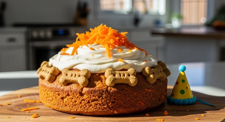 3 ingredient homemade dog cake with peanut butter and carrots