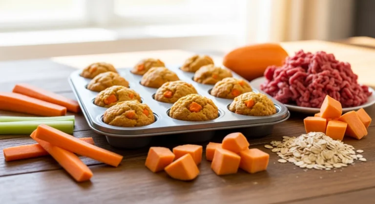 Homemade beef and carrot dog muffins