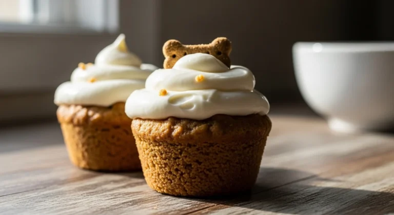 Easy homemade peanut butter dog cupcakes with yogurt frosting
